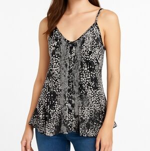 Express Black‎ White Floral Ruffle Hem Slip Dress Top Size Medium